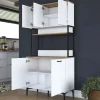 Aamiaiskaappi Linento Furniture JE193, valkoinen/pähkinänruskea