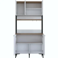 Aamiaiskaappi Linento Furniture JE193, valkoinen/pähkinänruskea