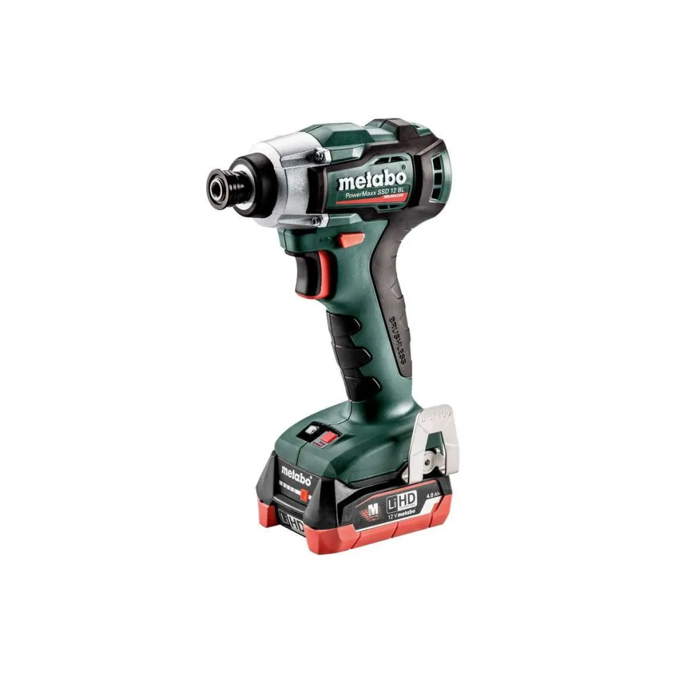Akkuiskuporakone Metabo PowerMaxx SSD 12 BL sisältää 2x4,0Ah LiHD-akut ja laturin ASC 55