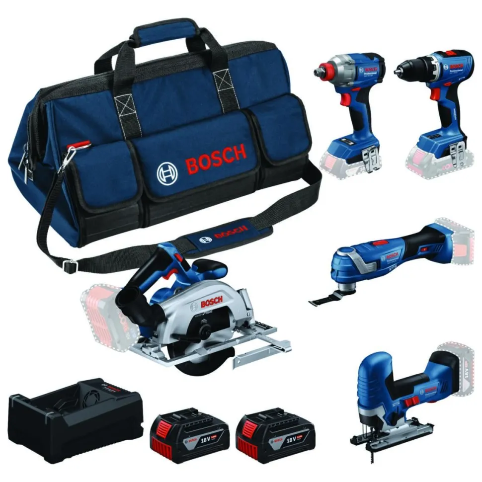 Akkukonesarja Bosch Professional GSR/GDX/GKS/GOP/GST 5 osaa 18V 2x5,0 Ah akuilla + laukku