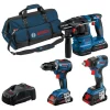 Akkukonesarja Bosch Professional 3 osaa GSR/GDX/GBH 18V 3x4,0 Ah ProCore-akuilla
