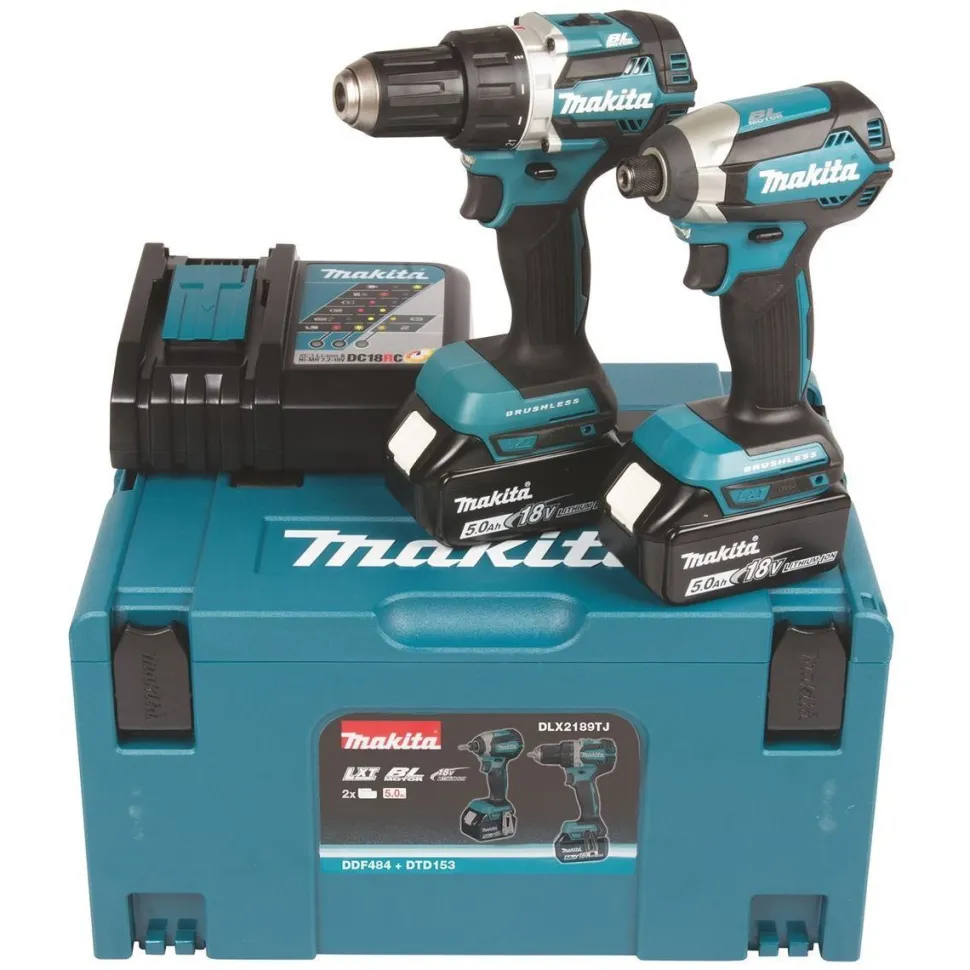 Akkukonesarja Makita LXT DDF484+DTD153 18V 2x5,0 Ah akuilla + Makpac