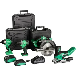 Akkukonesarja Voltgear Plus 20V 7 osaa 4,0+2,0 Ah akuilla