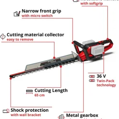 Akkupensasleikkuri Einhell Power X-Change GE-CH 36/65 Li Solo ilman akkua