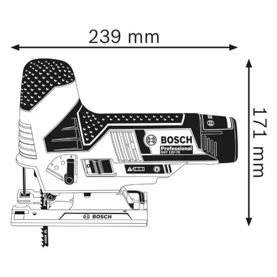 Akkupistosaha Bosch Professional GST 12V-70 Solo ilman akkua + L-Boxx