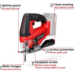 Akkupistosaha Einhell Power X-Change TC-JS 18 Li Solo 18V ilman akkua