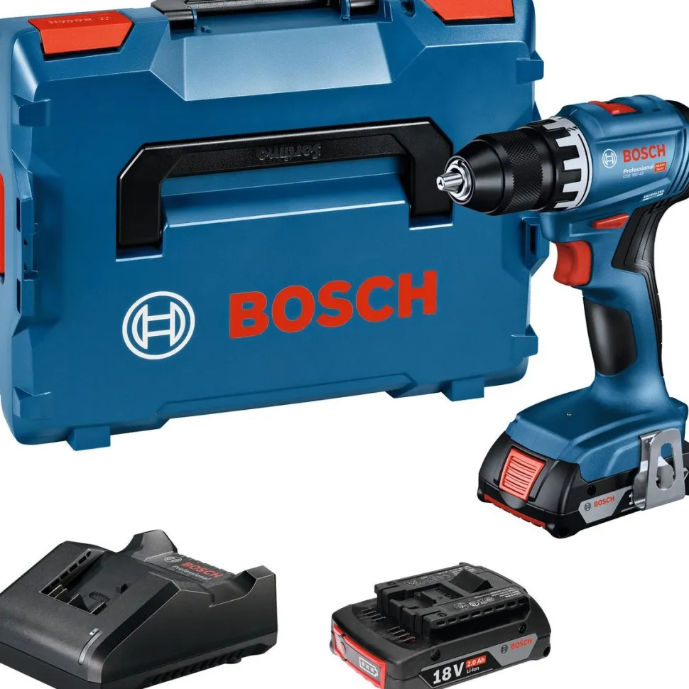 Akkuporakone Bosch Professional GRS 18V-45 18V 2x2,0 Ah akuilla + L-Boxx