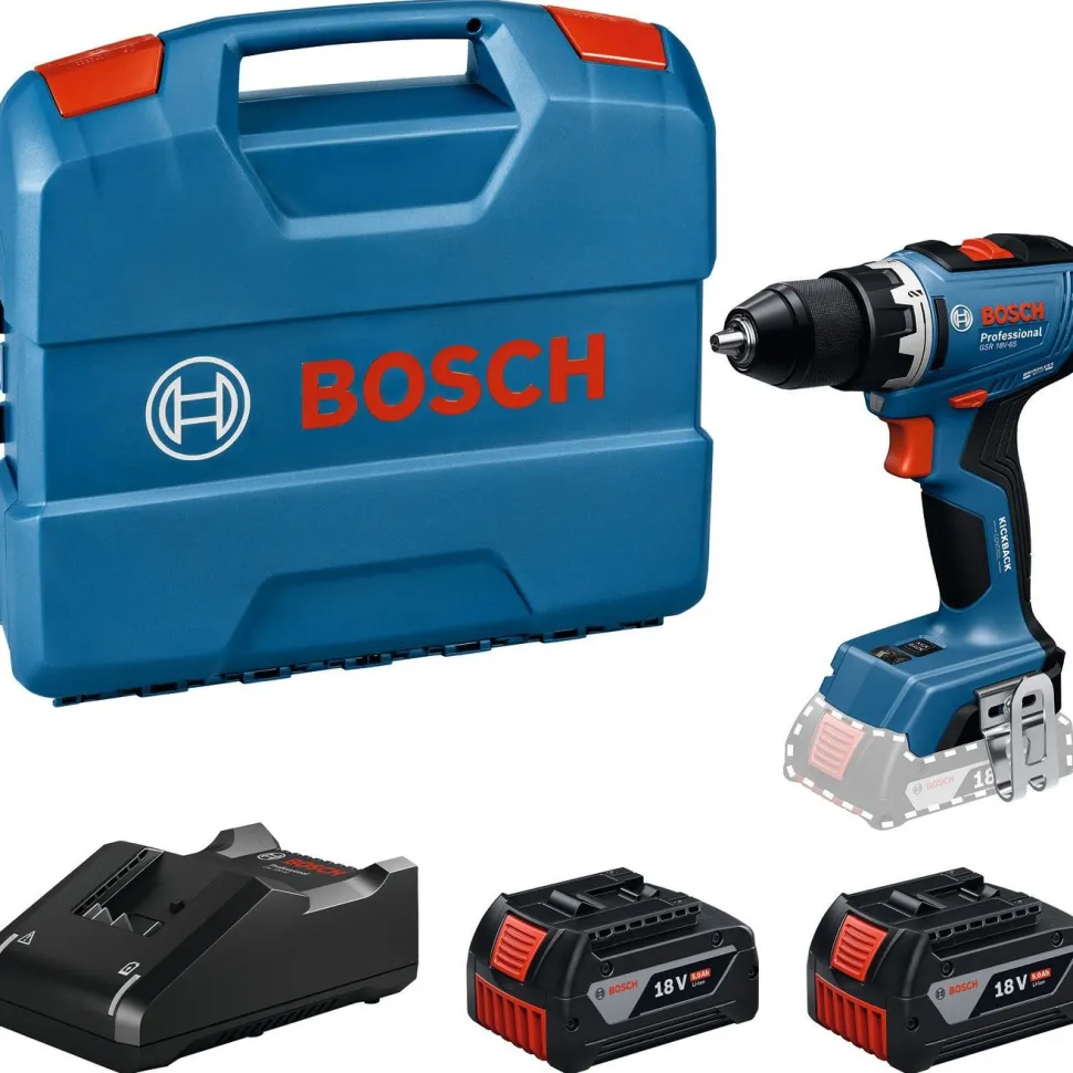 Akkuporakone Bosch Professional GSR 18V-65 18V 2x5,0 Ah akuilla + L-Case