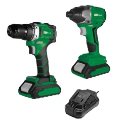 Akkuporakone + iskuruuvinväännin Voltgear Plus 20V 2x2,0 Ah akuilla