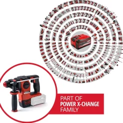 Akkuporavasara Einhell Power X-Change Herocco SDS+ 18V ilman akkua + E-Box -salkku