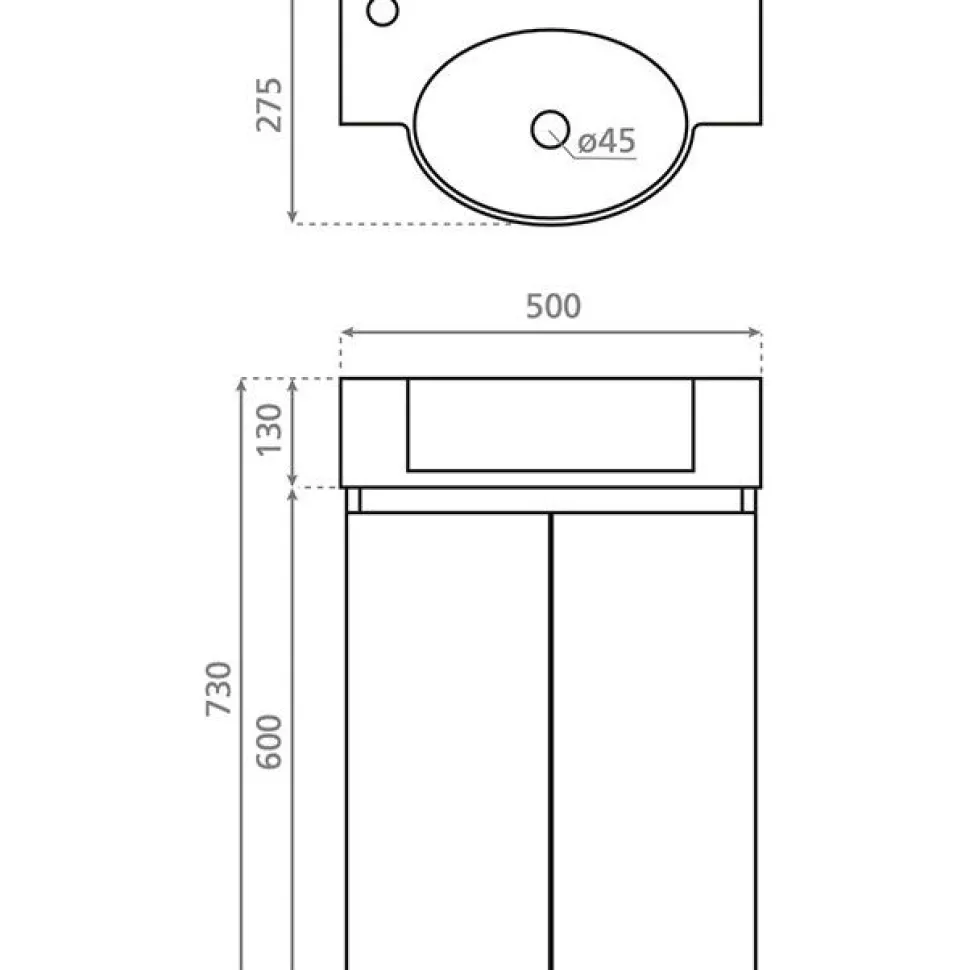 Allaskaappi altaalla Bathco Furniture Tacna 50cm valkoinen/puu