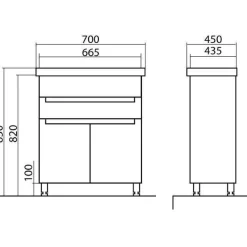 Allaskaappi AquaRodos Omega 70 ja allas Como 850 x 700 x 450 mm