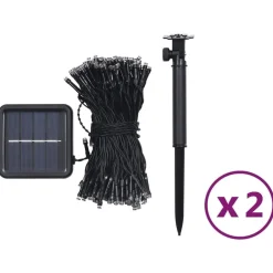 Aurinkoenergia keijuvalot 2 kpl 2x200 LED sisä/ulko eri värejä