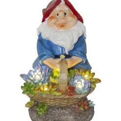 Aurinkokennokoristevalaisin Star Trading Gnomy, 22cm, moniväri