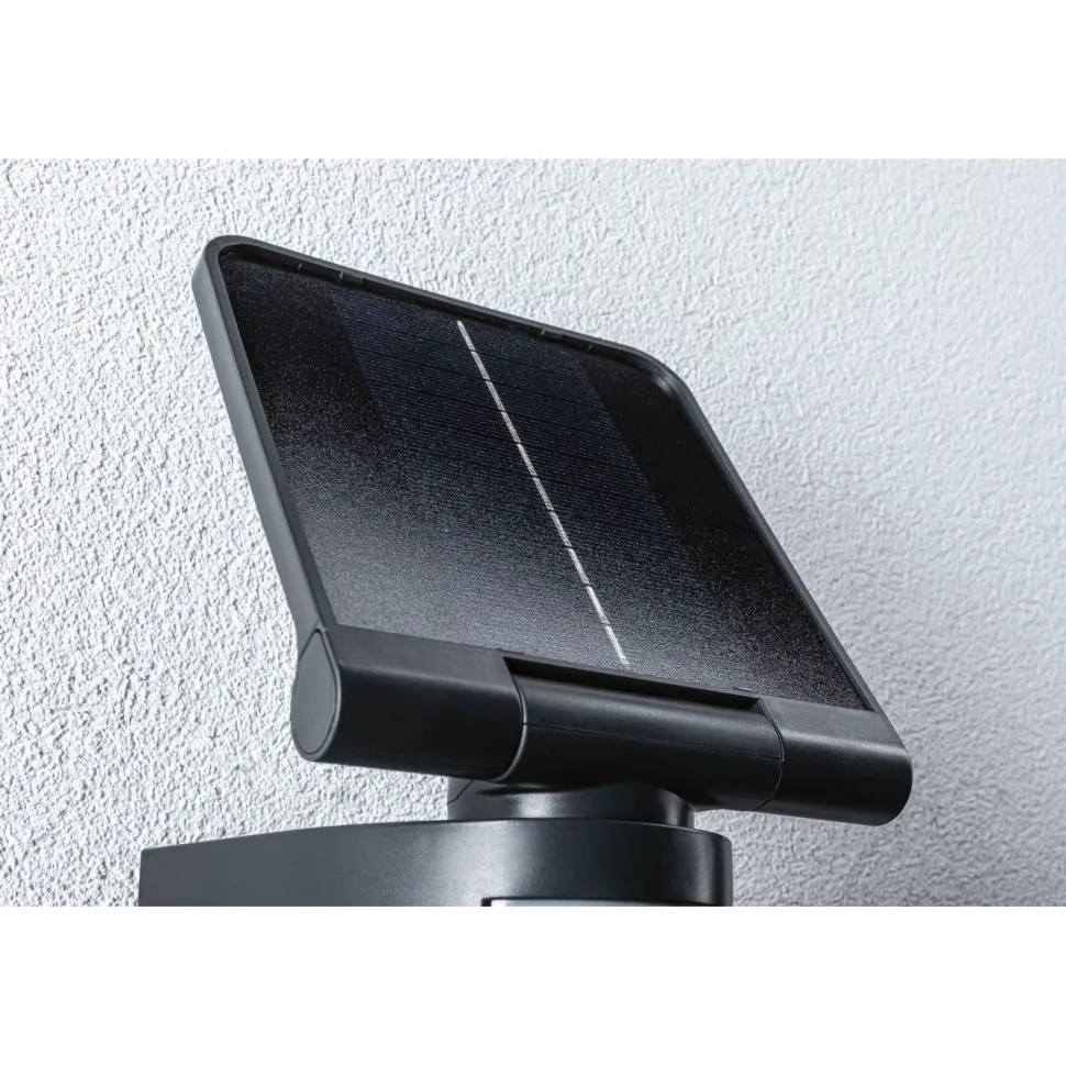 Aurinkokennoseinävalaisin Paulmann Lesla 150x130mm USB-ladattava hämäräohjattu liiketunnistin IR IP65 3000K 12.5W 1000lm antrasiitti