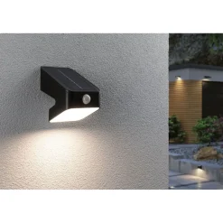 Aurinkokennoseinävalaisin Paulmann Lesly 113x126mm USB-ladattava hämäräohjattu liiketunnistin IR IP65 3000K 5.5W 400lm antrasiitti