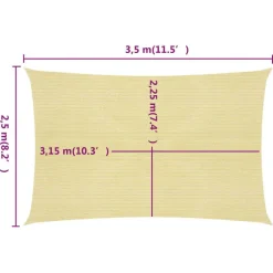 Aurinkopurje suorakulma, HDPE, 160g/m², eri kokoja ja värejä