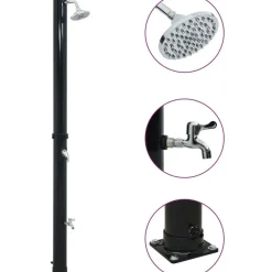 Aurinkovoimasuihku 220 cm 20 l musta