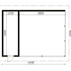 Autokatoksen runkopaketti Timburg, kahden auton seinällinen katos ja varasto, sivusta ajettava, kerrosala 17 m²