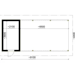 Autokatoksen runkopaketti Timburg, yhden auton avoin katos ja varasto, kerrosala 11 m²