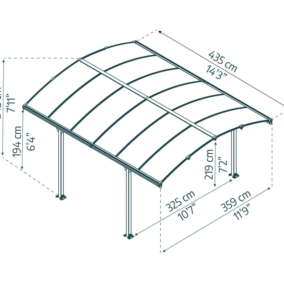 Autokatos Palram-Canopia Arcadia 4300 15,5 m² harmaa