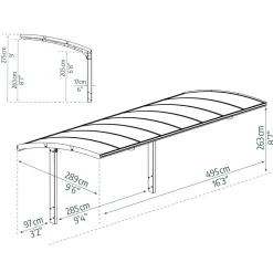 Autokatos Palram-Canopia Arizona Breeze, 13.8m², yhdelle autolle, tummanharmaa/harmaa