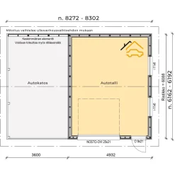Autotalli ja -katos Piharati C1, 31m²