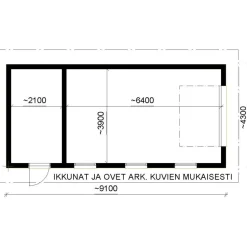 Autotallin runkopaketti Timburg, yhden auton talli ja varasto, kerrosala 39 m²
