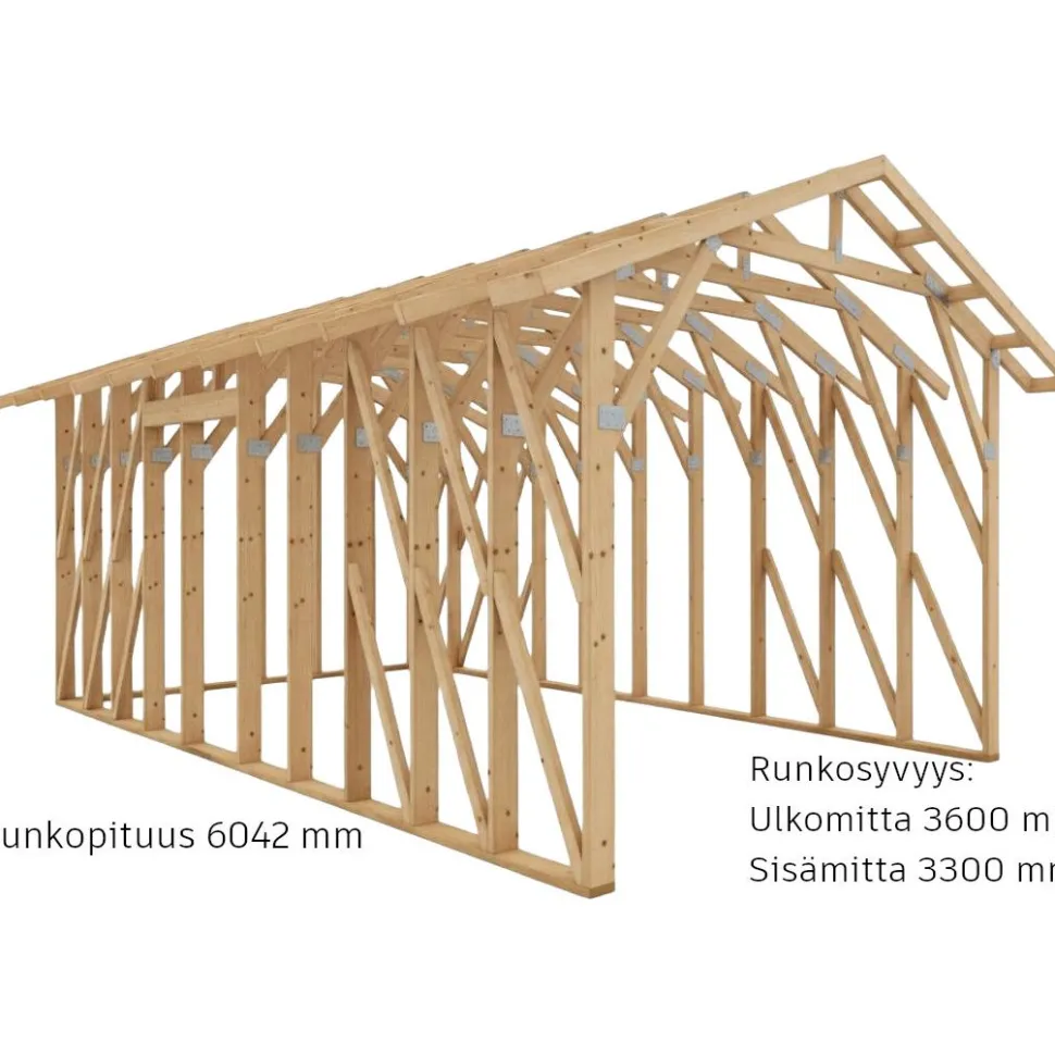 Autotallin runkopaketti Timburg, alle 30 m², naulalevyrakenteinen