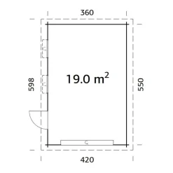 Autotalli Palmako Rasmus, nosto-ovella, 19m² FR44-3857-5