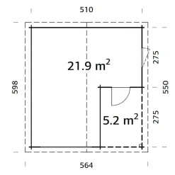 Autotalli Palmako Roger ilman ovea 21,9+5,2 m²