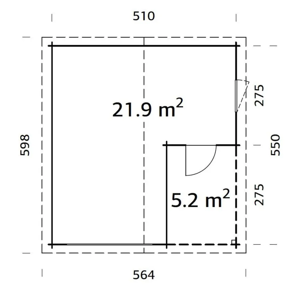 Autotalli Palmako Roger ilman ovea 21,9+5,2 m²