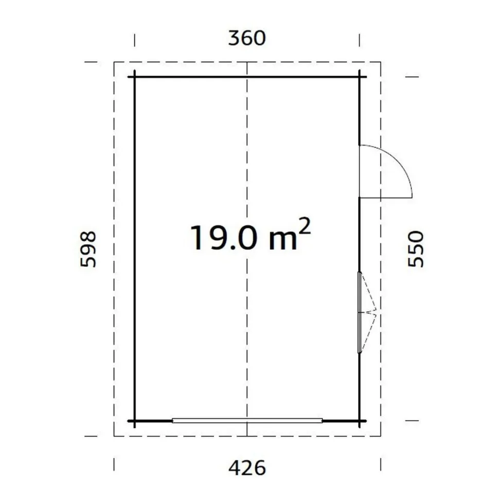 Autotalli Palmako Roger, ilman ovea, 19m² FR44-3857-8