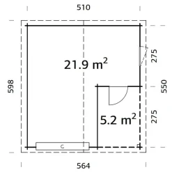 Autotalli Palmako Roger nosto-ovella 21,9+5,2 m²