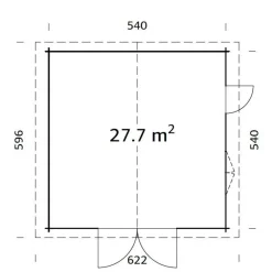 Autotalli Palmako Roger, puuovella, 27,7m² FR70-5656-1
