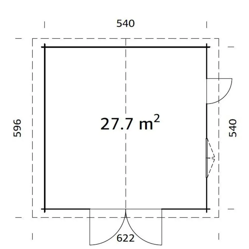 Autotalli Palmako Roger, puuovella, 27,7m² FR70-5656-1