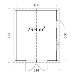 Autotalli Palmako Roger, puuovella, 23,9m² FR44-4757-3