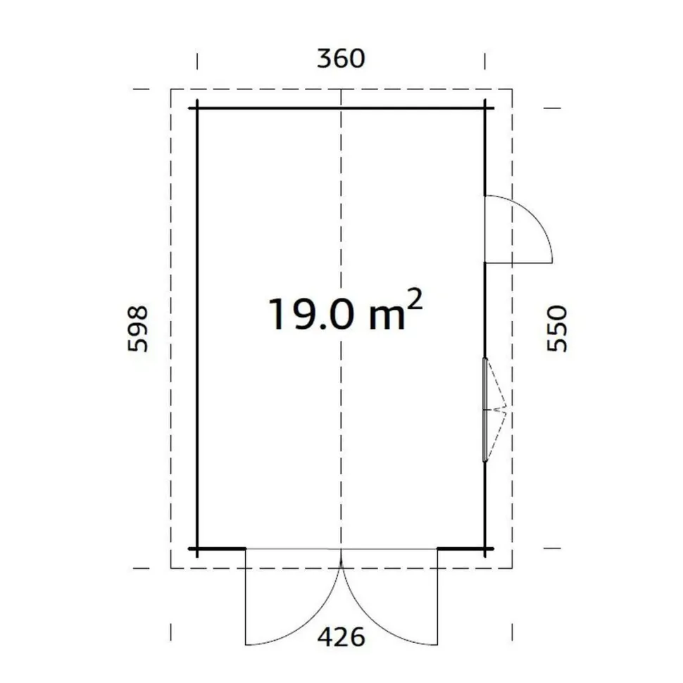 Autotalli Palmako Roger, puuovella, 19m² FR44-3857