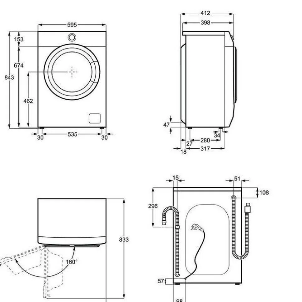 Edestä täytettävä pesukone Electrolux EW6S762W38, 6kg