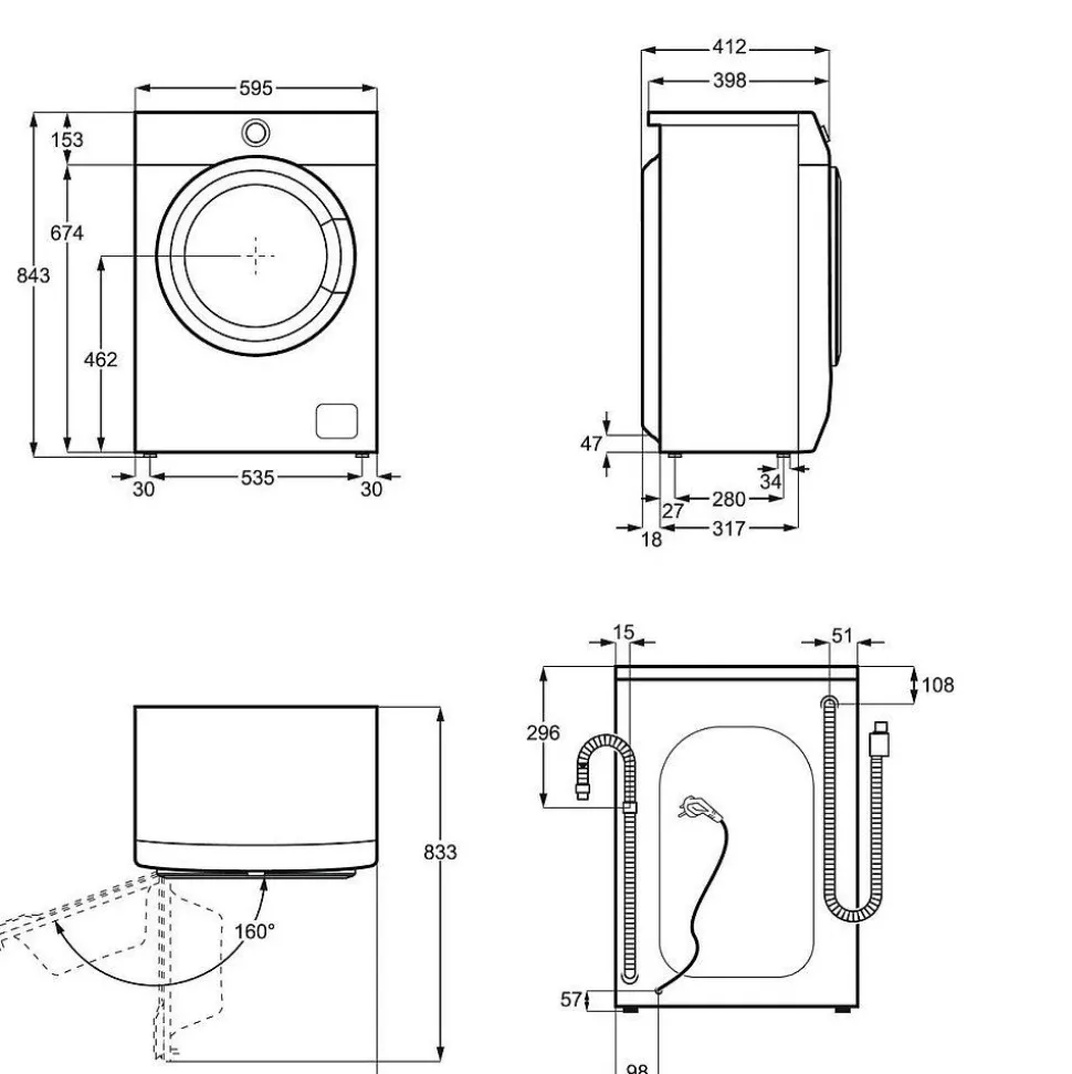 Edestä täytettävä pesukone Electrolux EW6S562W38, 6kg