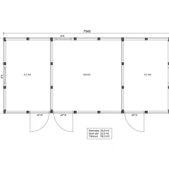 Elementtivarasto Timburg E13 7040x3180 mm 22.39 m² puuvalmis