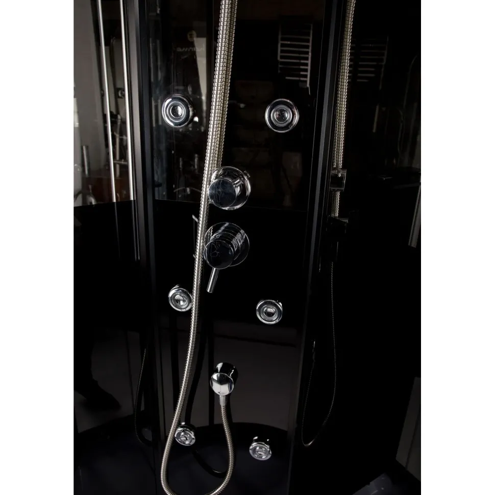 Hierova suihkukaappi Harma Black Onyx 85 x 85 x 220 cm kirkas lasi avoin yläosa