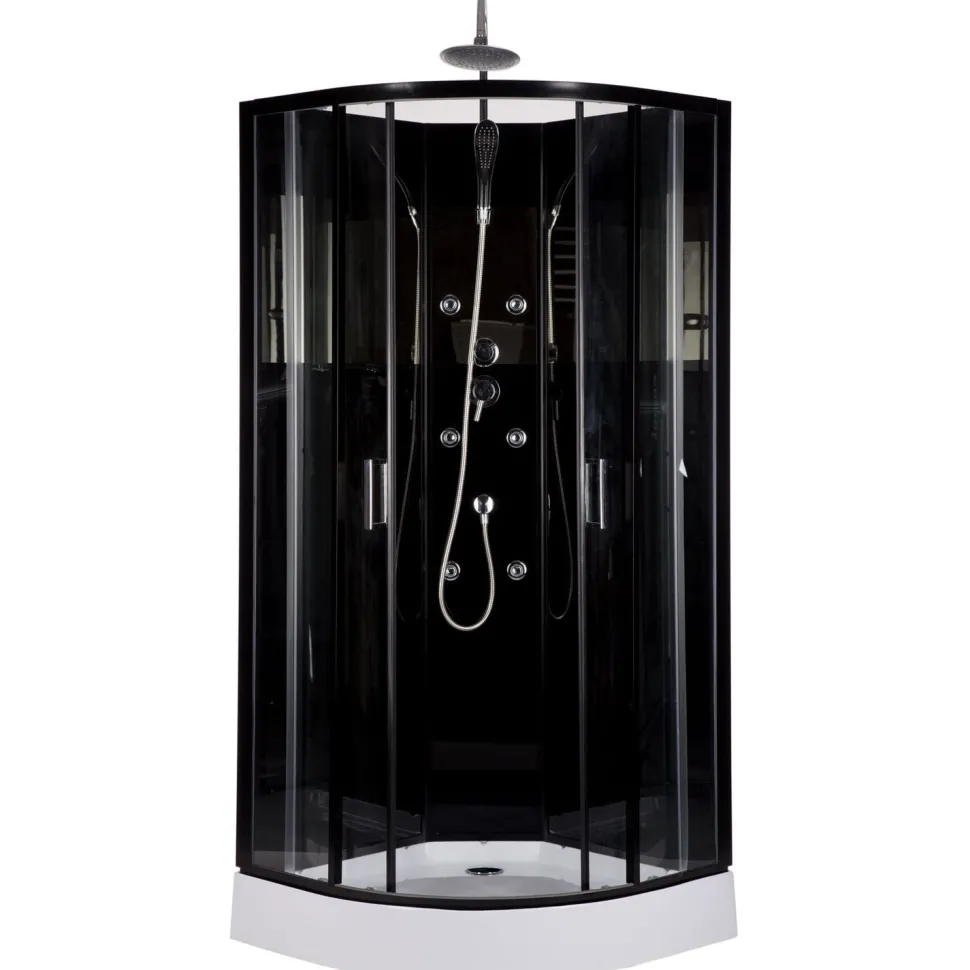 Hierova suihkukaappi Harma Black Onyx 85 x 85 x 220 cm kirkas lasi avoin yläosa