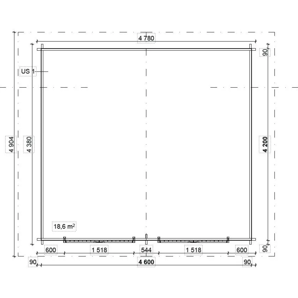 Hirsilato LP Garden R Tuplakymppi, 20m², rakomallinen