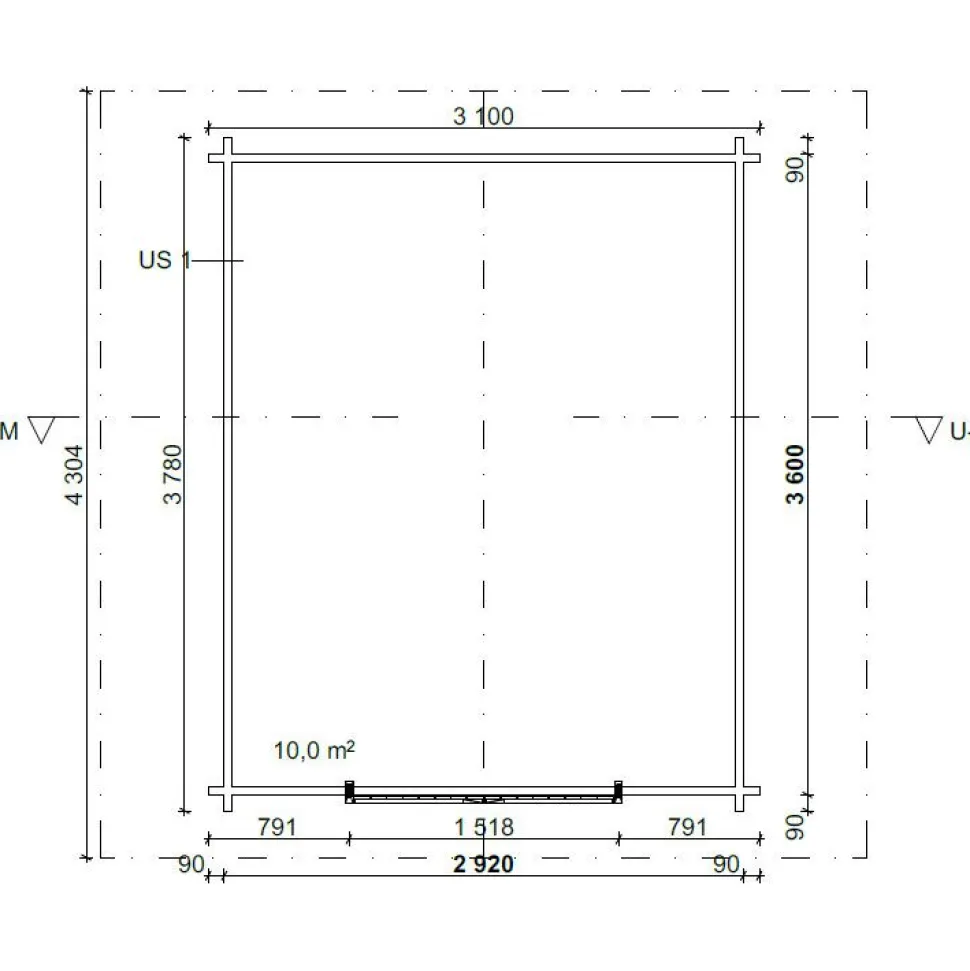 Hirsilato LP Garden U Kymppi, 10m², vinoseinäinen