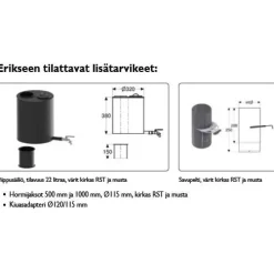 Hormijakso Schiedel Ø 115 mm 500 mm musta