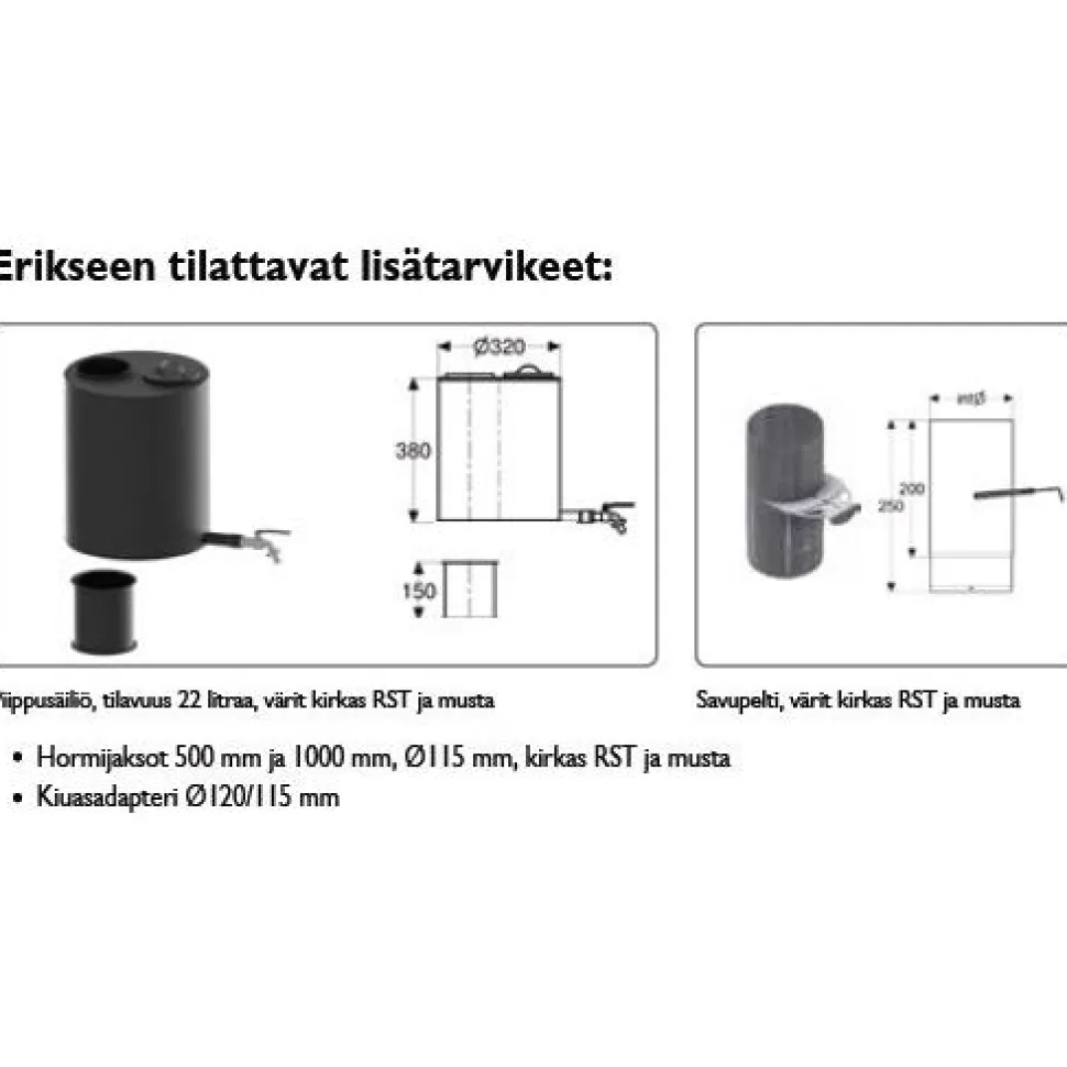 Hormijakso Schiedel Ø 115 mm 500 mm musta