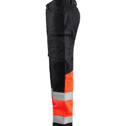 Huomiohousut Blåkläder 1551 Highvis Stretch musta/huomiopunainen