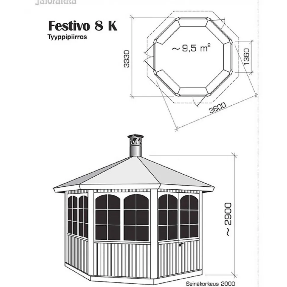 Huvimaja Jalotakka Festivo 8-kulmainen (9,5m²)