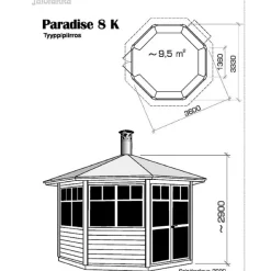Huvimaja Jalotakka Paradise 8-kulmainen (9,5m²)
